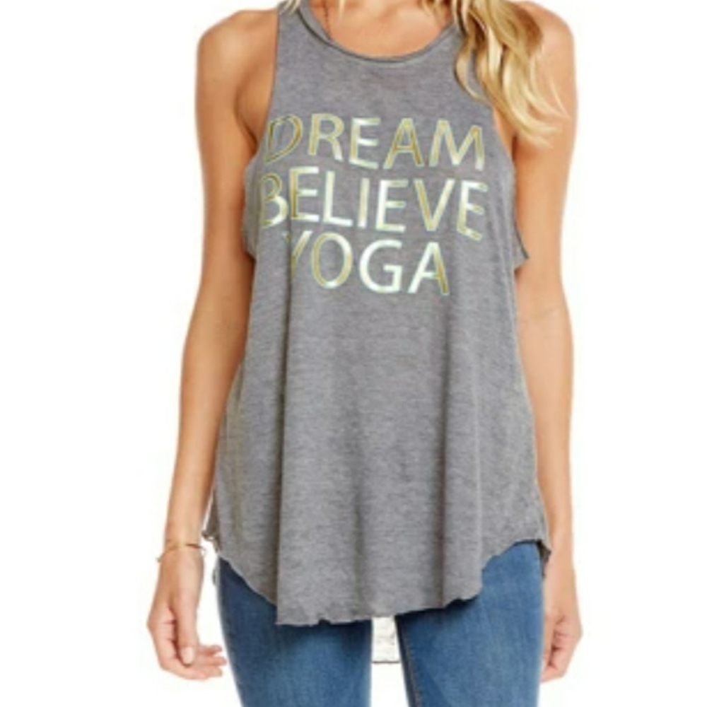 Chaser Tank Top XS Dream Believe Yoga Tee Gray